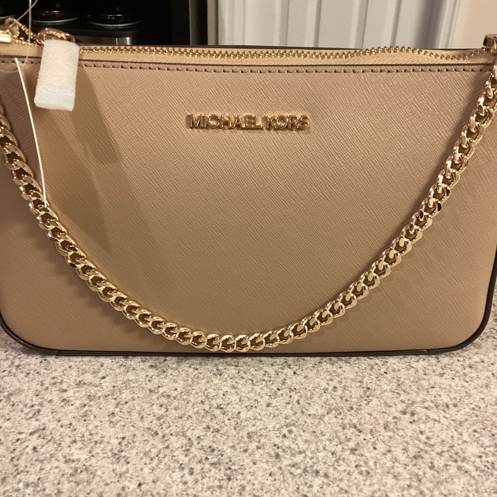 Michael Kors Tan Chain Jet Set Crossbody Bag - Picture 7 of 12